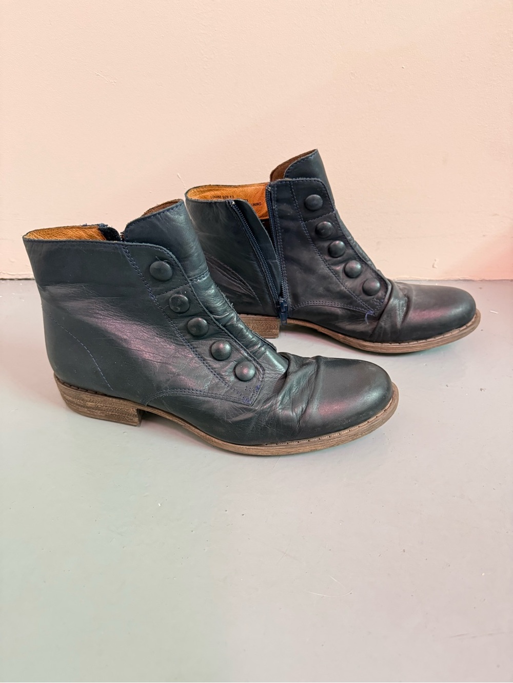 Miz Mooz black Leather Button-Front Ankle Booties